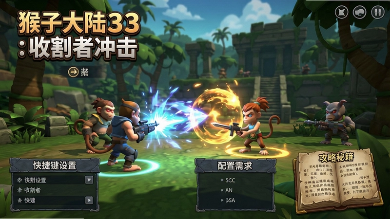 猴子大陆3D:收割者冲击 游戏主界面 战斗场景 角色技能效果 “快捷键设置” “配置需求” 攻略秘籍插图
