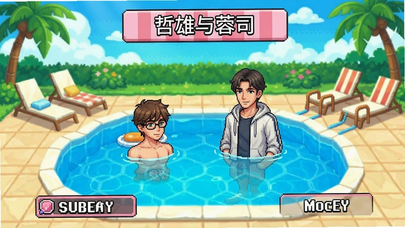 sweet pool 游戏界面与主要角色场景图解,包含“哲雄与蓉司”