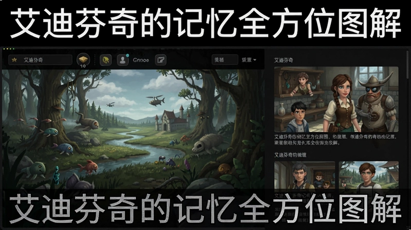 艾迪芬奇的记忆游戏场景剧情角色攻略界面,文字“艾迪芬奇的记忆全方位图解”