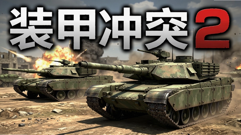 装甲冲突2 现代坦克 战斗场景 高清游戏截图,包含“装甲冲突2”标题文字
