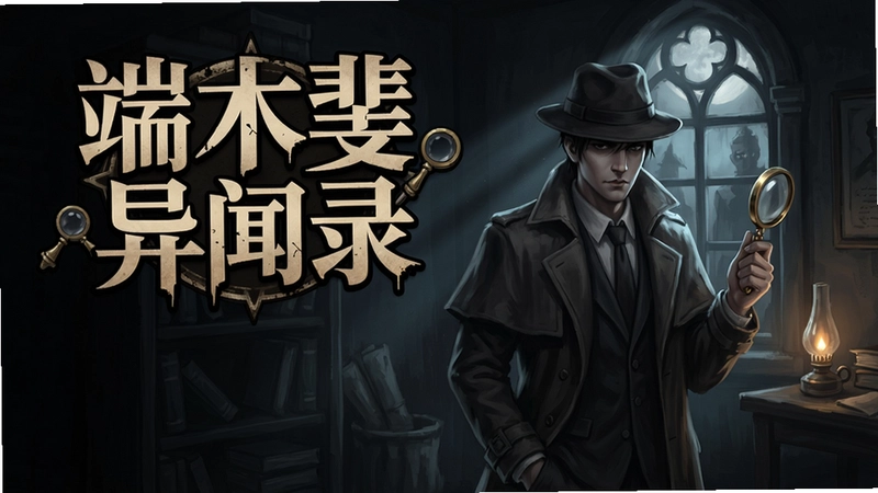 端木斐异闻录游戏封面与侦探场景,包含“端木斐异闻录”标题文字,展示主角形象和悬疑气氛