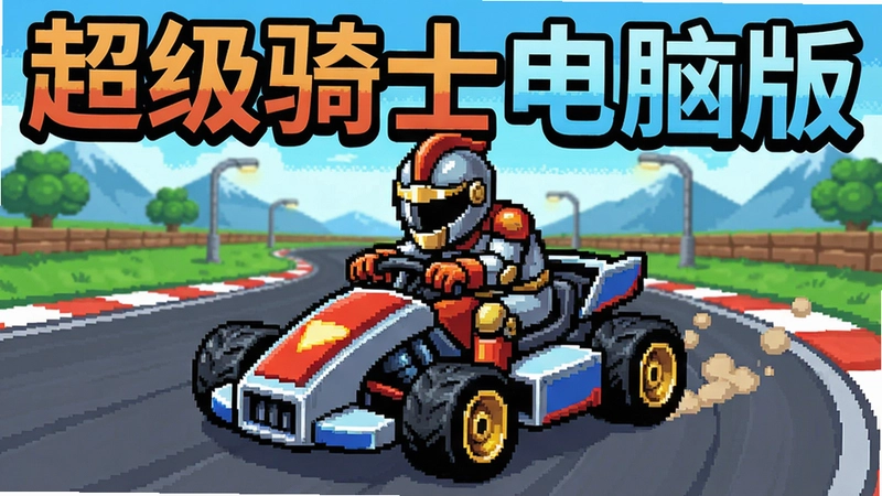 超级骑士 赛车游戏画面,骑士驾驶赛车,标题“超级骑士电脑版”