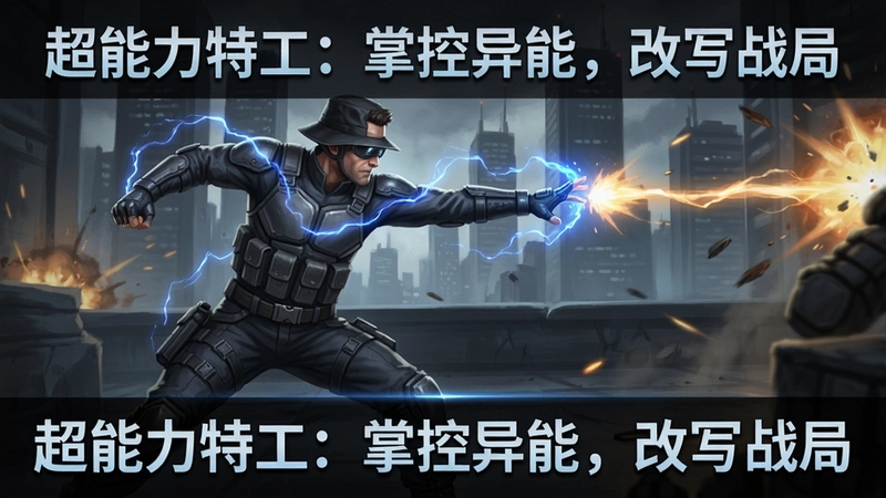超能力特工游戏画面,展示特工使用超能力战斗的动作场景,配文“超能力特工:掌控异能,改写战局”