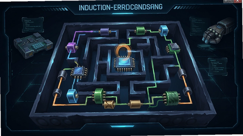 Induction电磁感应电脑版游戏主界面,电磁迷宫,电路元件,科幻风格解谜