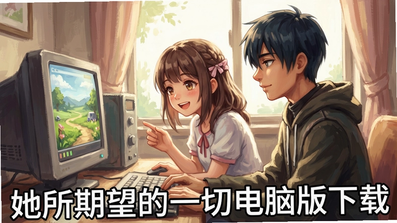 她所期望的一切电脑版游戏截图,少女莉莉与艾伦互动场景,唯美手绘画风,文字“她所期望的一切电脑版下载”