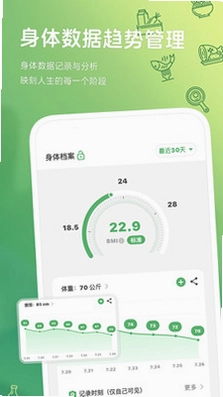 卡卡减肥相机体重记录与趋势图表页面
