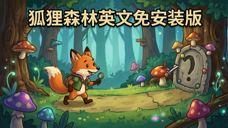 “狐狸森林英文免安装版”卡通风格冒险游戏,手绘画面,小狐狸在森林中探索,解谜收集,奇幻色彩