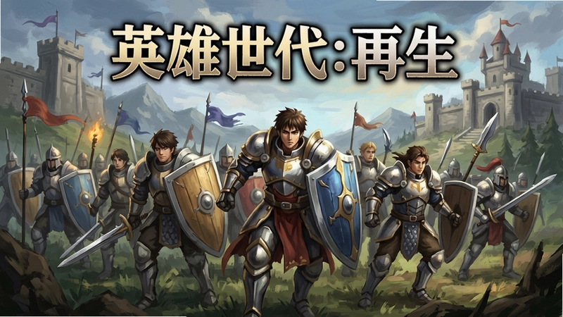 英雄世代:再生游戏画面,英雄率领军团征战,高清奇幻风格插画,“英雄世代:再生”