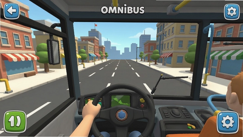 万能公交车Omnibus游戏场景,城市公交驾驶画面,模拟经营玩法