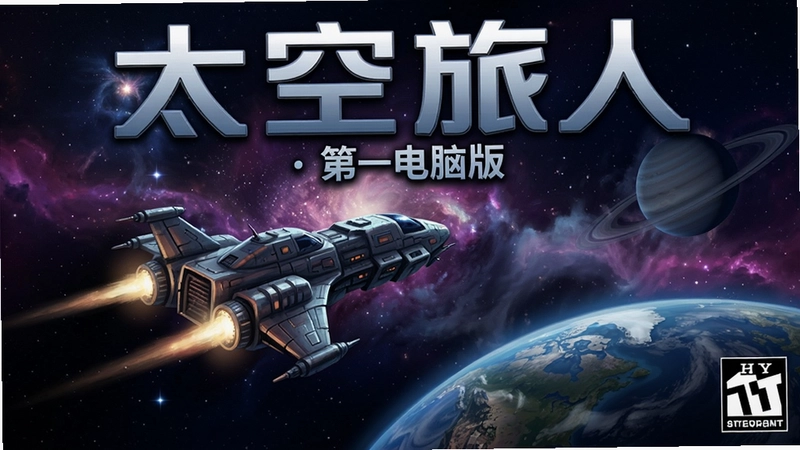 太空旅人:第一章电脑版游戏封面与探索场景,深空飞船与星云背景