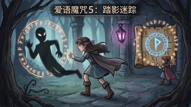 爱语魔咒5:踏影迷踪,手绘魔法场景,少女追踪阴影谜团,咒语符文解谜,奇幻冒险游戏全内容概括