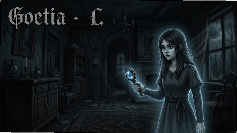 游戏Goetia阴暗古宅场景,少女灵魂探索,“Goetia”截图