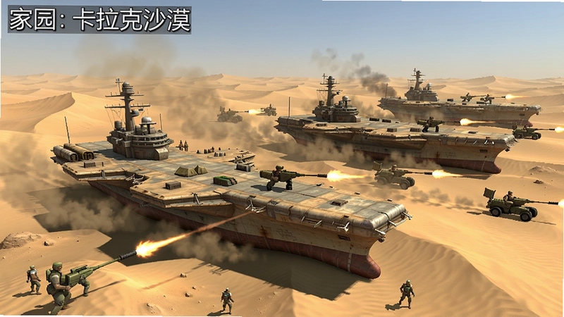 家园:卡拉克沙漠宏大战役场景,“家园:卡拉克沙漠”沙漠航母编队协同进攻
