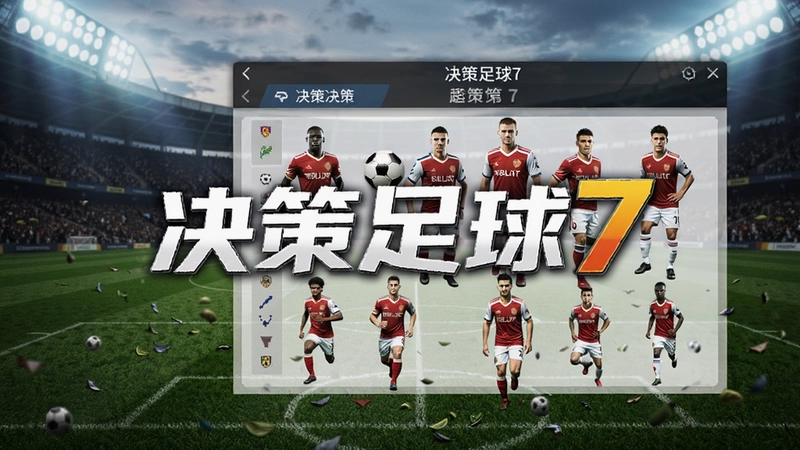 决策足球7 游戏封面, 绿茵球场, 球队阵容界面, 文字