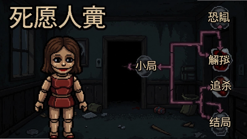 死愿人偶 恐怖解谜 人偶追杀 像素画风 分支结局 中文 游戏截图