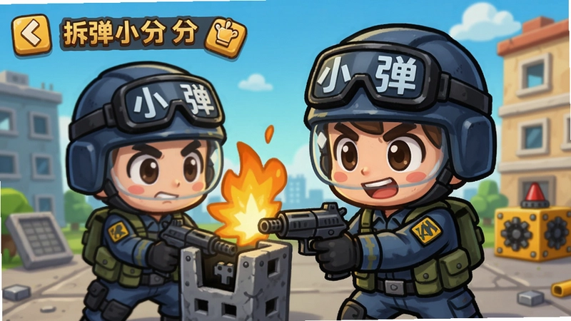 拆弹小分队游戏宣传图,Q版角色拆弹,画面明快