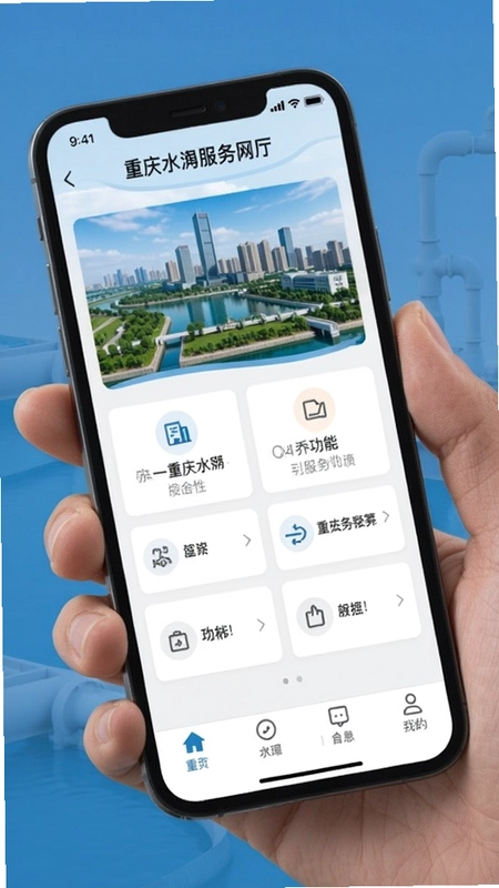 重庆水务服务网厅 手机应用界面功能展示