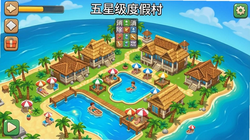 “五星级度假村” 模拟经营 消除游戏 度假村全景 游戏截图