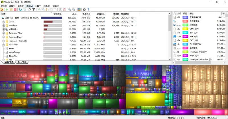 WinDirStat(磁盘使用统计和清理工具)预览图