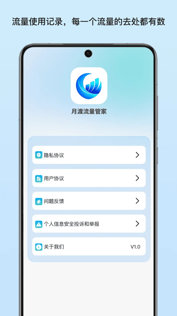 月渡流量管家隐私协议界面