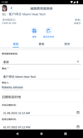SAP Business ByDesign Mobile费用报表