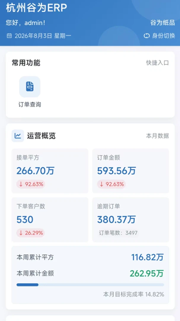 谷为ERP界面预览