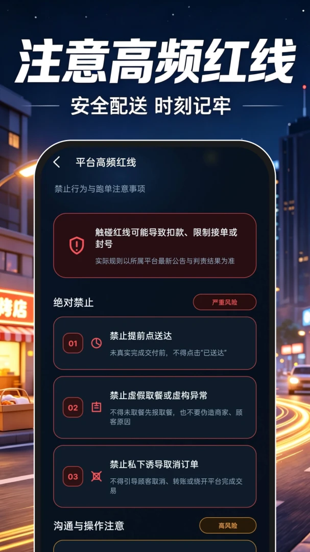 蜂包外卖骑士风险提示