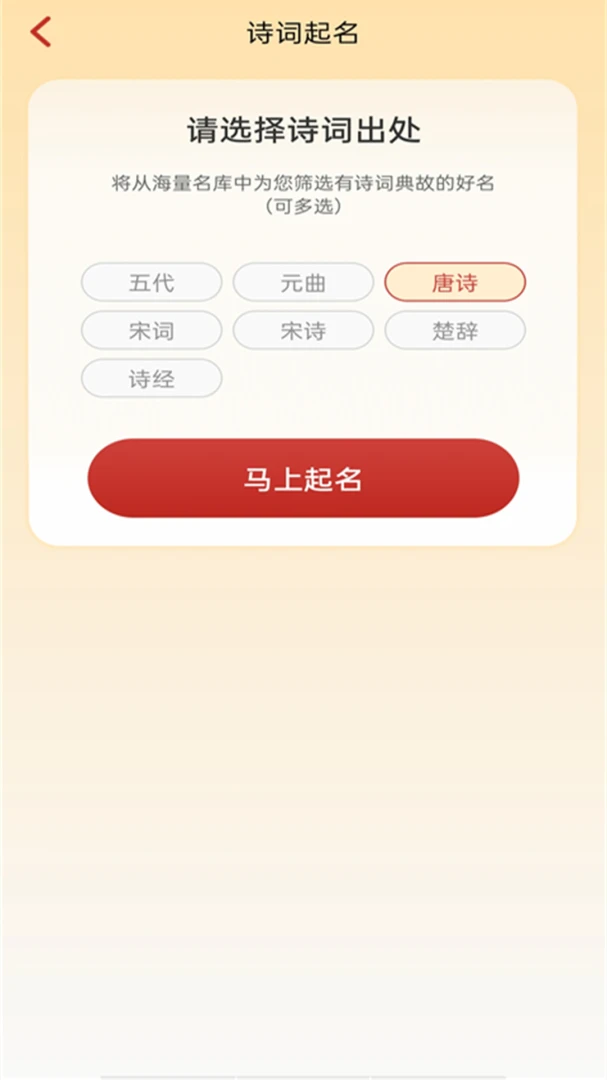 诗词起名功能展示