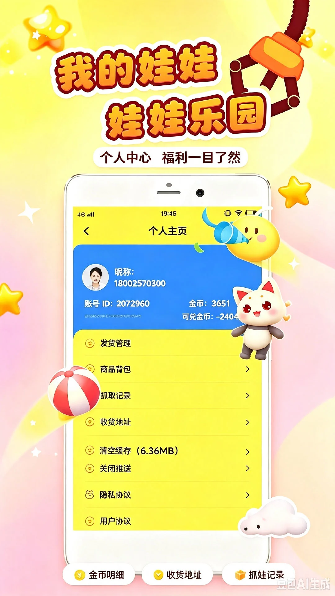 公主手机抓娃娃机台展示