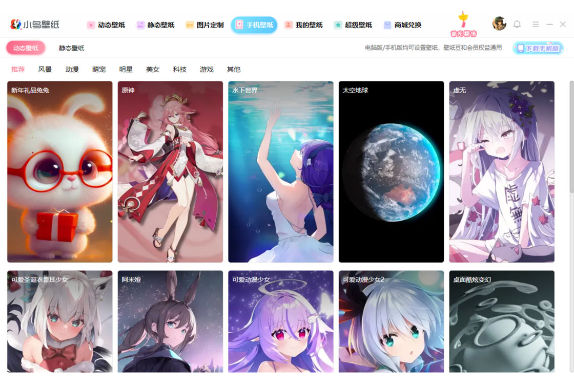 小鸟动态壁纸设置界面