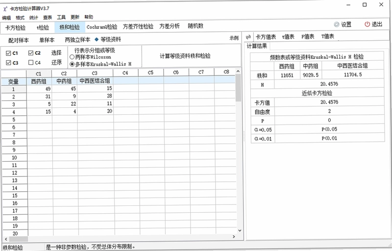 卡方检验计算器预览图