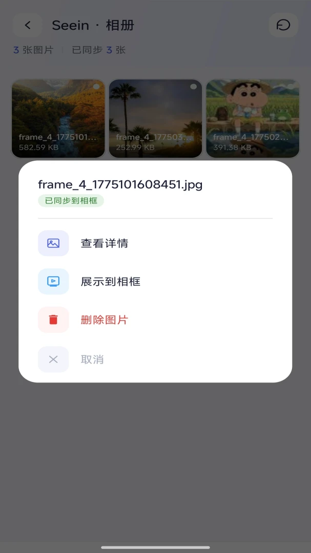 Seein相框设置界面