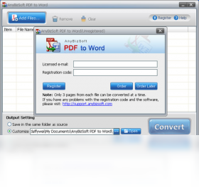 AnyBizSoft PDF to Word转换界面