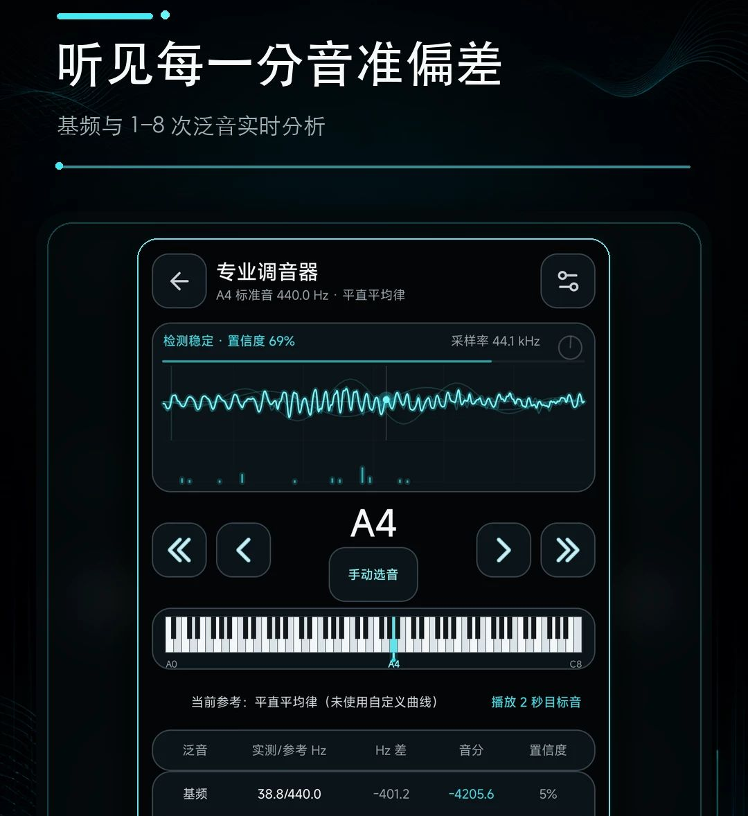 钢琴校音器调音界面