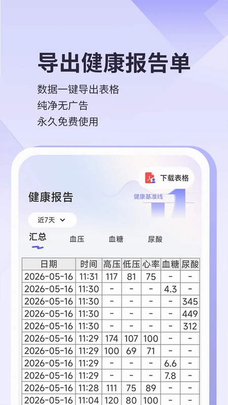血糖血压记录预览图