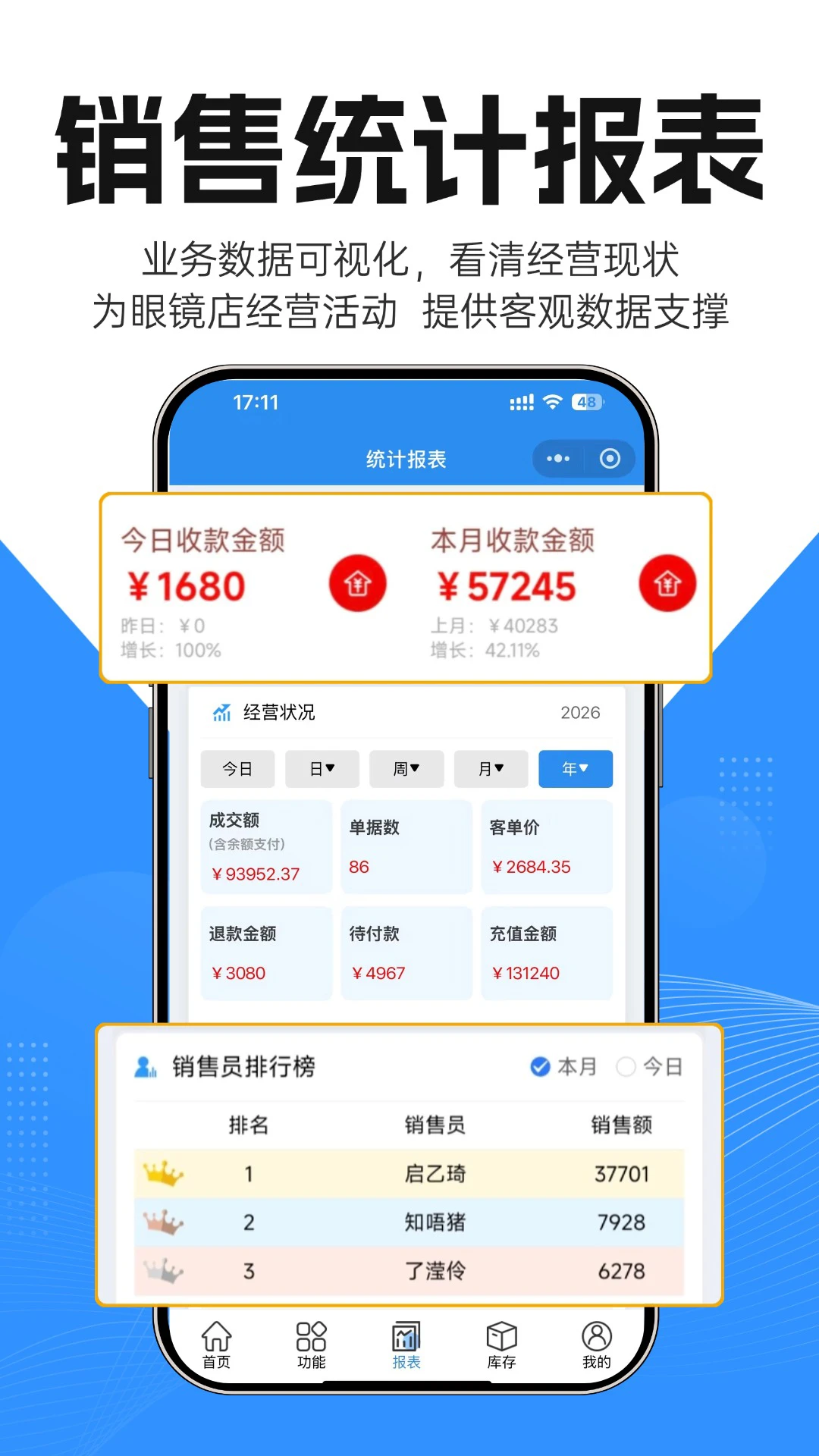 镜店助手销售开单界面