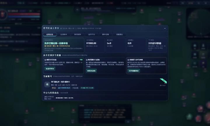 网游:打金工作室模拟器多账号管理
