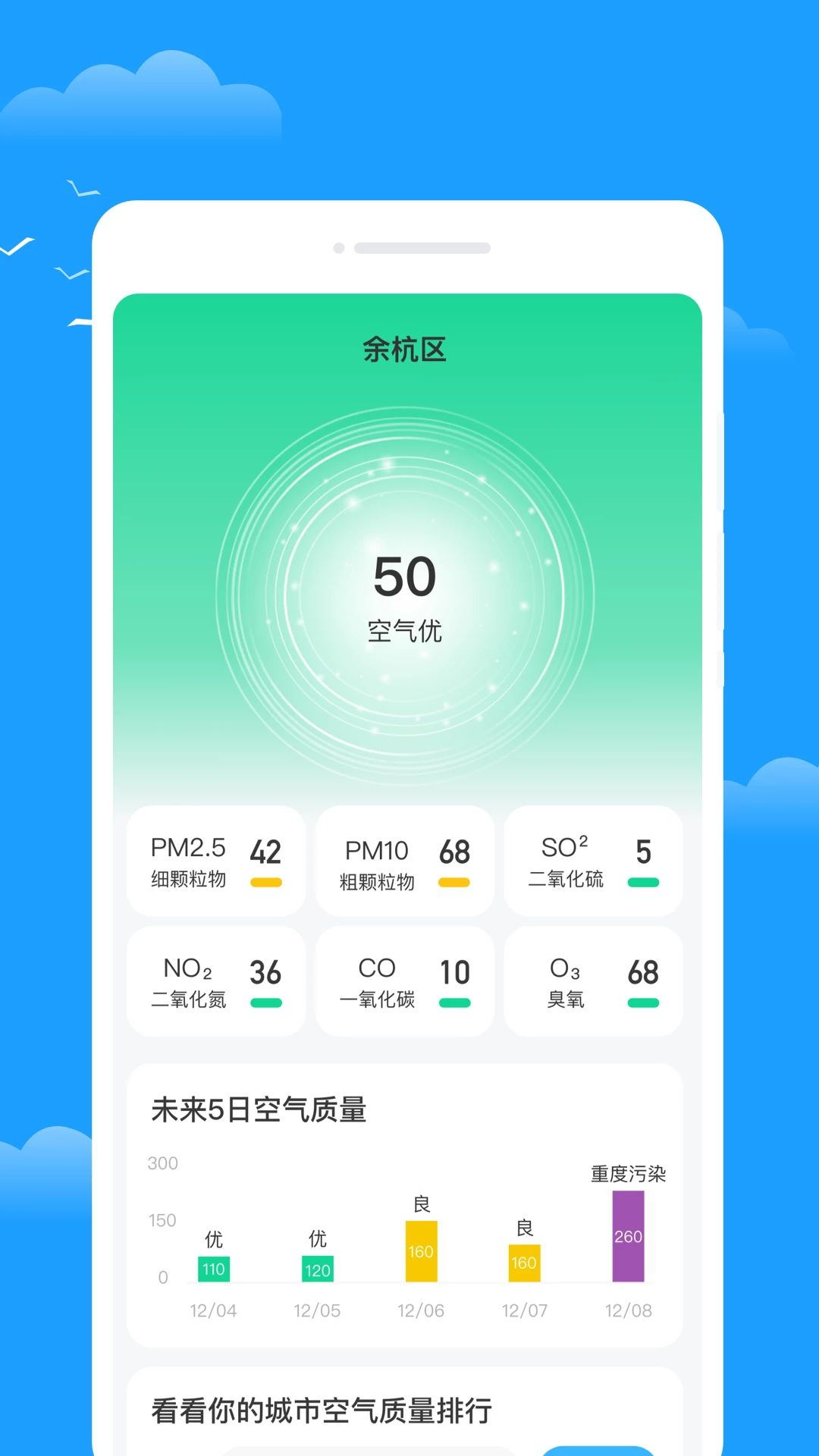 桁窥天气界面截图