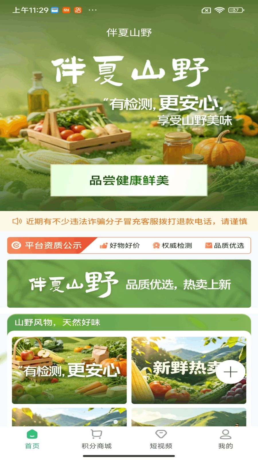 伴夏山野购物平台界面预览