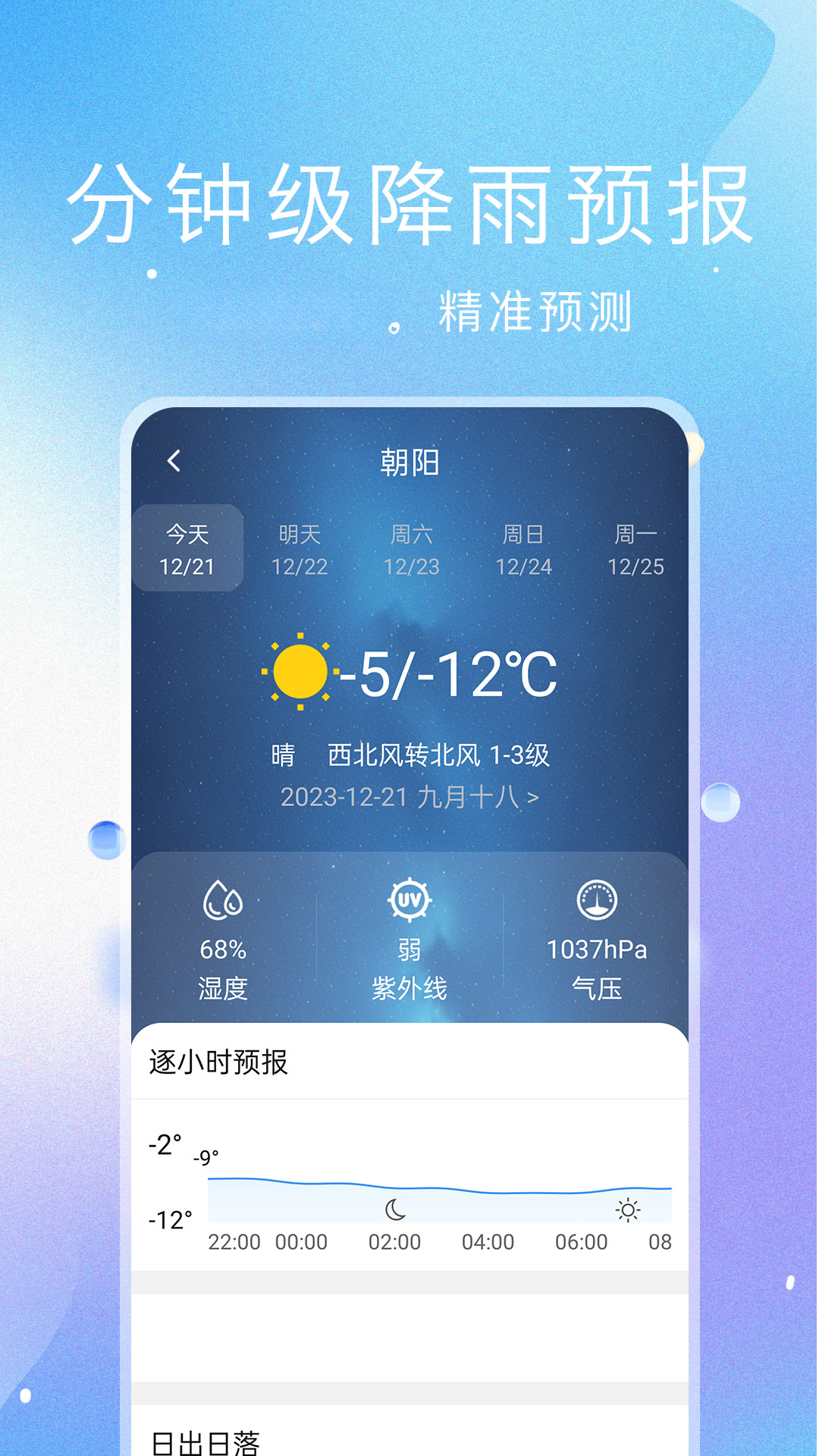 预见好天气-分钟级天气预报降水预报
