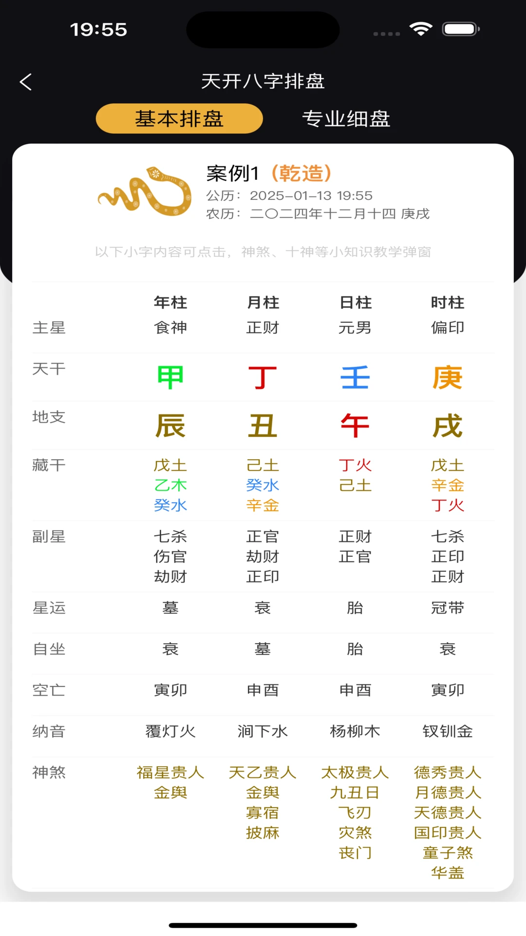 天开八字五行分析