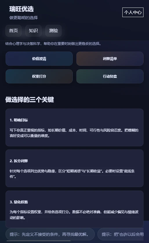 瑞旺优选价值澄清功能