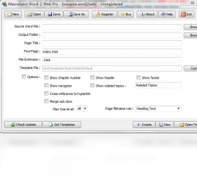 Macrobject Word-2-Web Converter设置界面