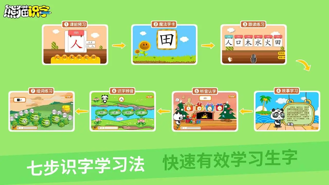 熊猫识字故事界面