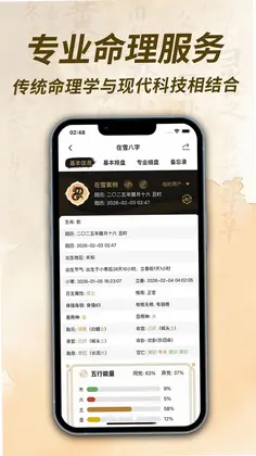 在雪八字排盘预览图