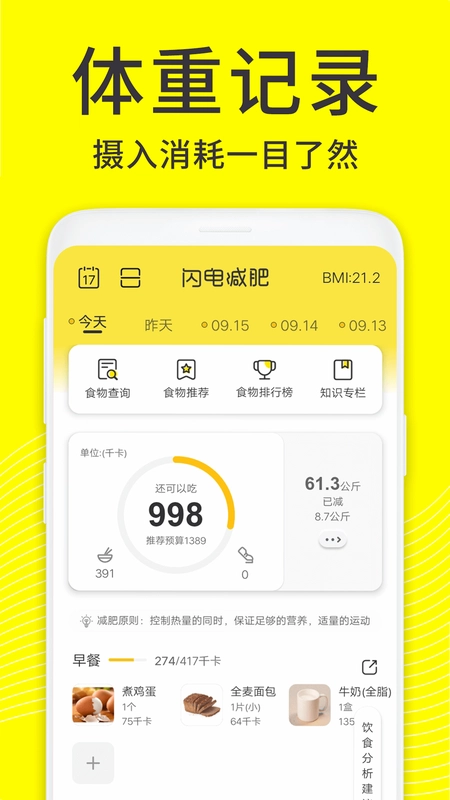 闪电减肥饮食记录预览图