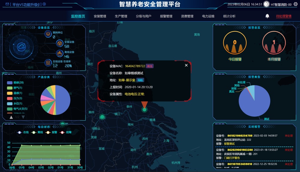 消防智控云服务平台手机端报警记录和值班统计界面