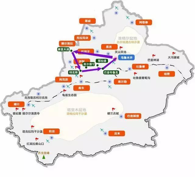 我的伊犁旅游交通路线规划示意图