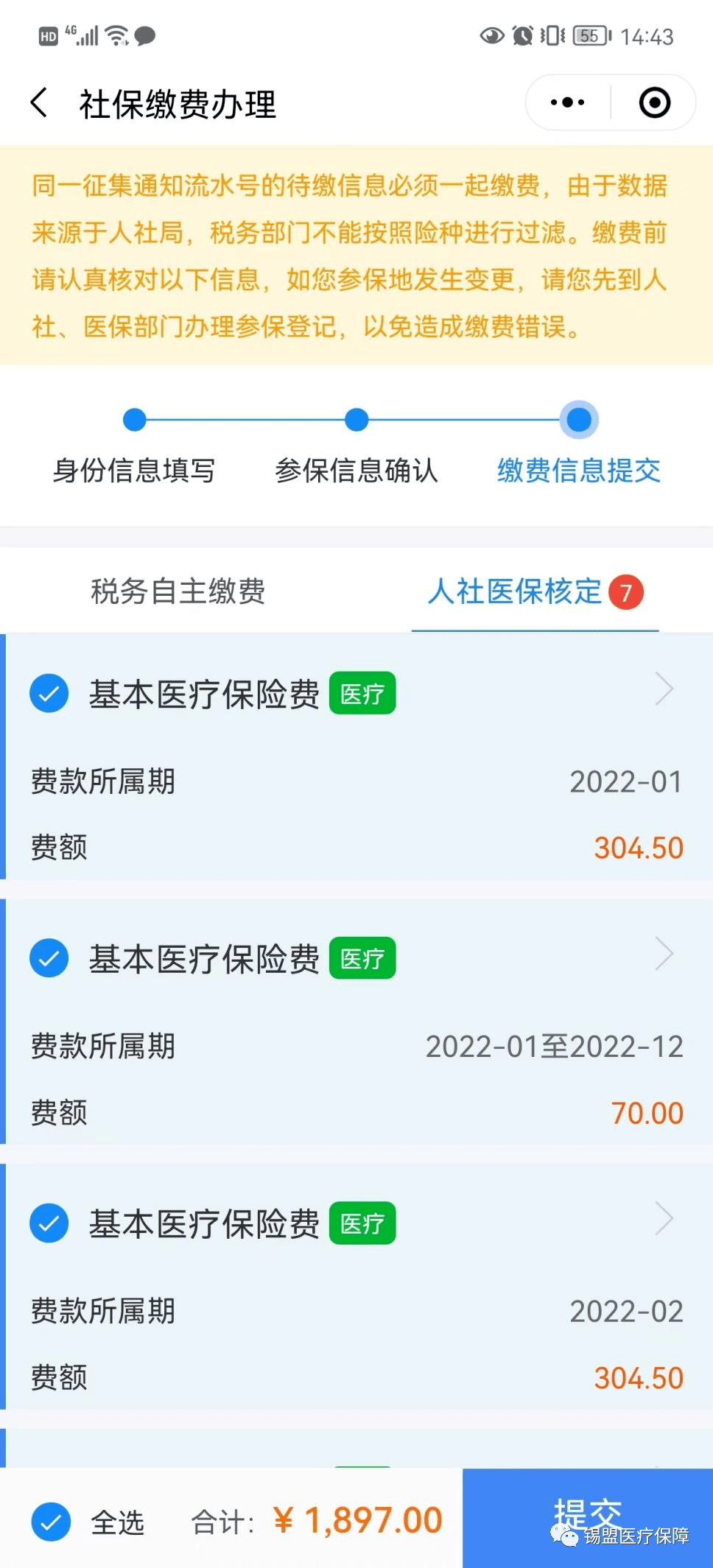 电子社保医保管家灵活就业缴费查询