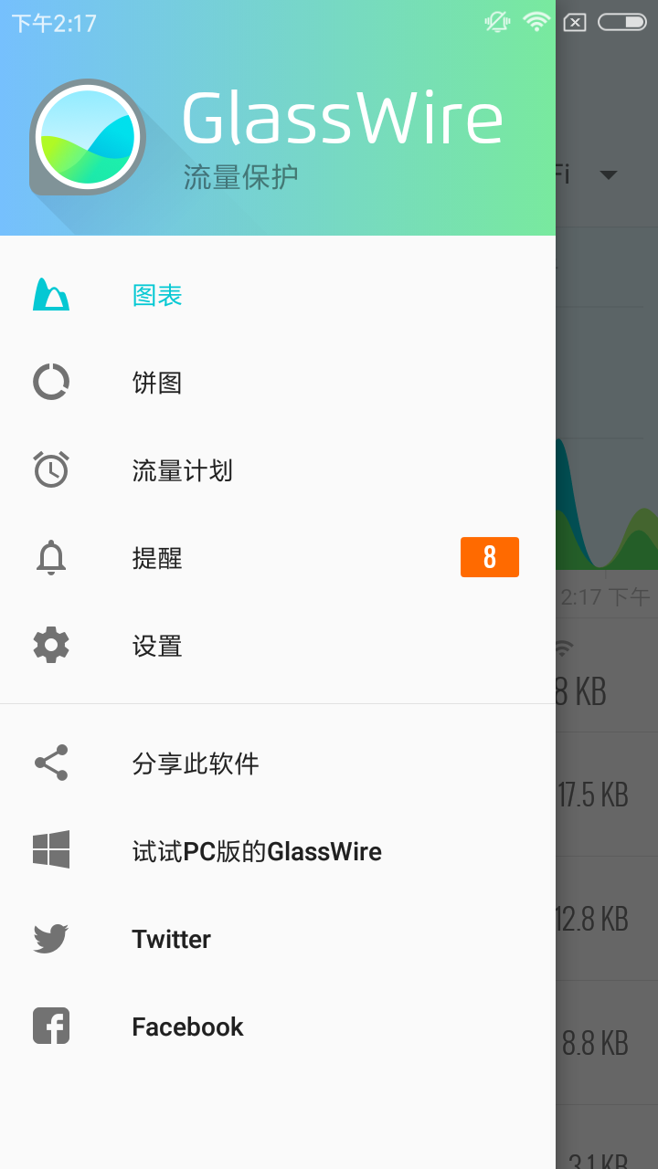 GlassWire查看程序流量排行列表